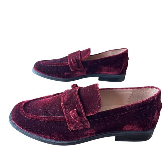 Cole Haan Cordovan Velvet Stassi Loafers Bordeaux Women's Size 8 *No Chain - Picture 5 of 11